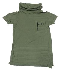 Khaki tričko s kapsou a komínovým límcem Primark