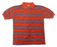 Červeno-modro-bílé pruhované polo tričko