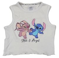 Smetanový žebrovaný crop top se Stitchem a Angel Primark
