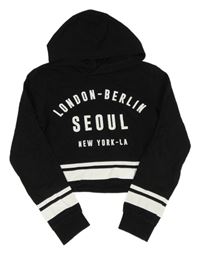 Černá crop mikina s nápisem a kapucí H&M