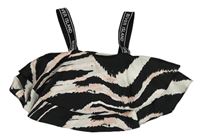 Černo-bílo-růžový vrstvený crop top River Island