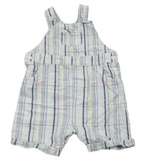 Bílo-světlemodré pruhované plátěné laclové kraťasy Mothercare