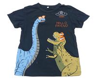 Tmavomodré tričko s dinosaury 