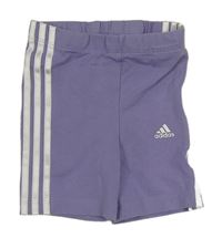 Fialové elastické kraťasy s pruhy a logem Adidas