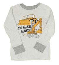 Bílo-šedé pyžamové triko s bagry H&M