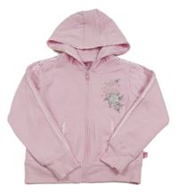 Světlerůžová propínací mikina s Barbie a kapucí 