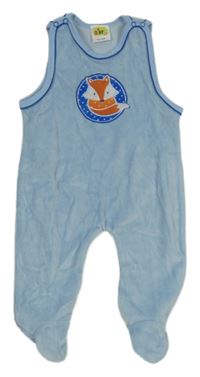 Světlemodré sametové dupačky s liškou 