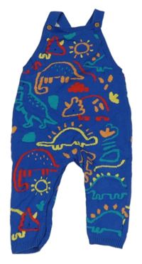 Modro-barevné pletené laclové tepláky s dinosaury Dunnes Stores 