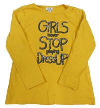 Hořčicové triko s nápisem OVS