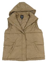 Hnědá šusťáková zateplená vesta s kapucí New Look