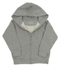Šedá melírovaná propínací mikina s kapucí Primark