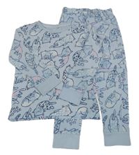 Světlemodré pyžamo s kočkami C&A