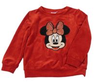 Červená sametová mikina s Minnie Disney
