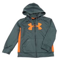 Tmavošedá sportovní funkční propínací mikina s logem a kapucí Under Armour