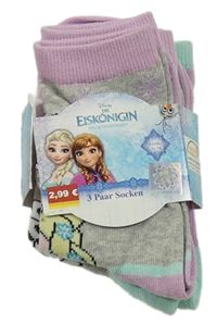 Nové - 3x fialovo-šedé ponožky s Frozen 