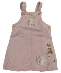 Světlerůžové riflové laclové šaty se zvířátky F&F