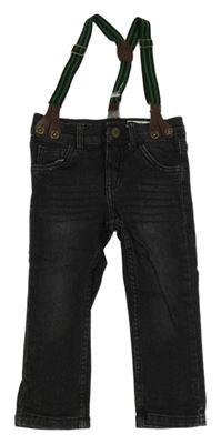 Černé skinny rifle s kšandami Lupilu