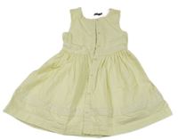 Žluto-bílé pruhované propínací šaty