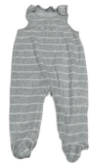 Šedé pruhované sametové dupačky se slony 