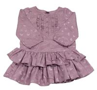 Fialové lehké šaty s motýlky a volánky GAP