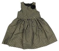 Černo-zlaté vzorované šaty s květem St. Bernard