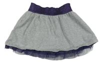 Šedo-fialová tepláková třpytivá sukně s tylem kids