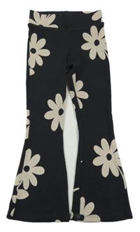 Antracitové žebrované flare legíny s květy M&S