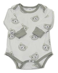 Bílo-zelené žebrované body s medvědy 