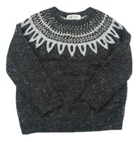 Antracitový vlněný svetr se vzorem H&M