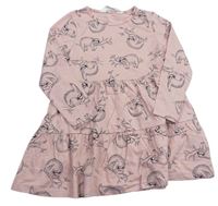 Růžové bavlněné šaty s lenochody zn. H&M