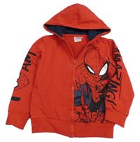 Červená propínací mikina se Spidermanem a kapucí Marvel