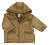 Hnědý semišový zateplený kabátek s kapucí ZipZap