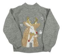 Šedý svetr se soby Primark