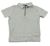 Šedé žebrované úpletové polo tričko Next