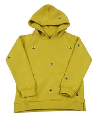 Hořčicová mikina se čmeláky a kapucí Joules