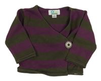 Khaki-fialový pruhovaný zavinovací svetr 