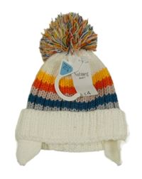 Nové - Bílo-barevná čepice s pruhy a bambulí Nutmeg