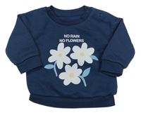 Tmavomodrá mikina s květy Primark