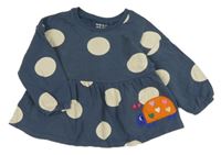 Tmavomodro-smetanová puntíkatá mikina s beruškou Next