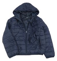 Tmavomodrá šusťáková zateplená bunda s kapucí Primark