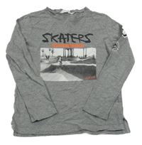 Šedé triko se skejťáky a nápisy H&M