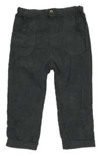 Antracitové žebrované sametové kalhoty Tu