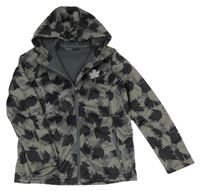 Khaki-černá softshellová funkční bunda s listy a kapucí Crivit