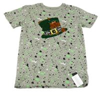 Nové - Šedé tričko s fleky a kloboukem Dunnes Stores