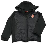 Černá šusťáková zateplená propínací mikina se šusťákovým prvkem a kapucí - Arsenal