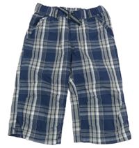 Tmavomodro-šedo-bílé kostkované plátěné kraťasy Yigga