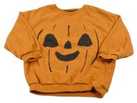 Oranžová mikina s obličejem a nápisem - dýně George