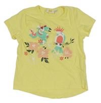 Žluté tričko s ptáčky Kids