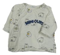 Bílá propínací mikina s medvídky a nápisem Vertbaudet