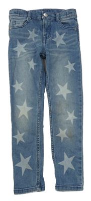 Modré teplákové skinny rifle s hvězdami F&F